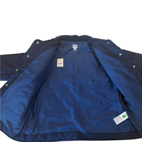 J. Crew** Navy Quilted Barn Jacket Corduroy Collar Pockets Snaps Size Medium NEW - Picture 9 of 16